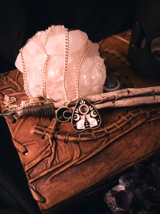 Ouija Board Planchette & Moon Necklace